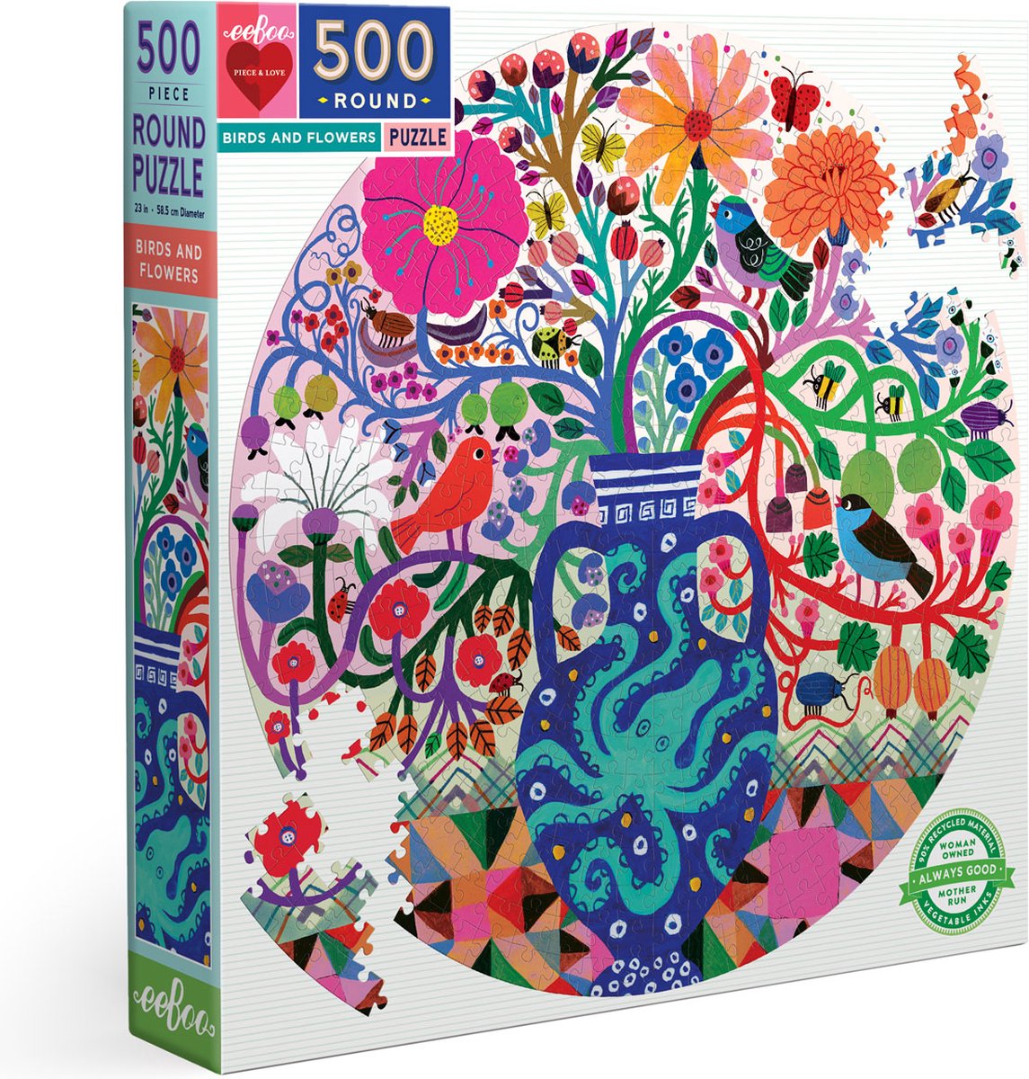 Puzzel - eeBoo Birds and Flowers (500)