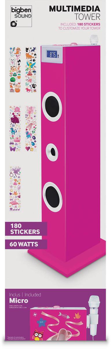 Bigben TW5RSSTICK Karaoke Tower met Stickers - Roze
