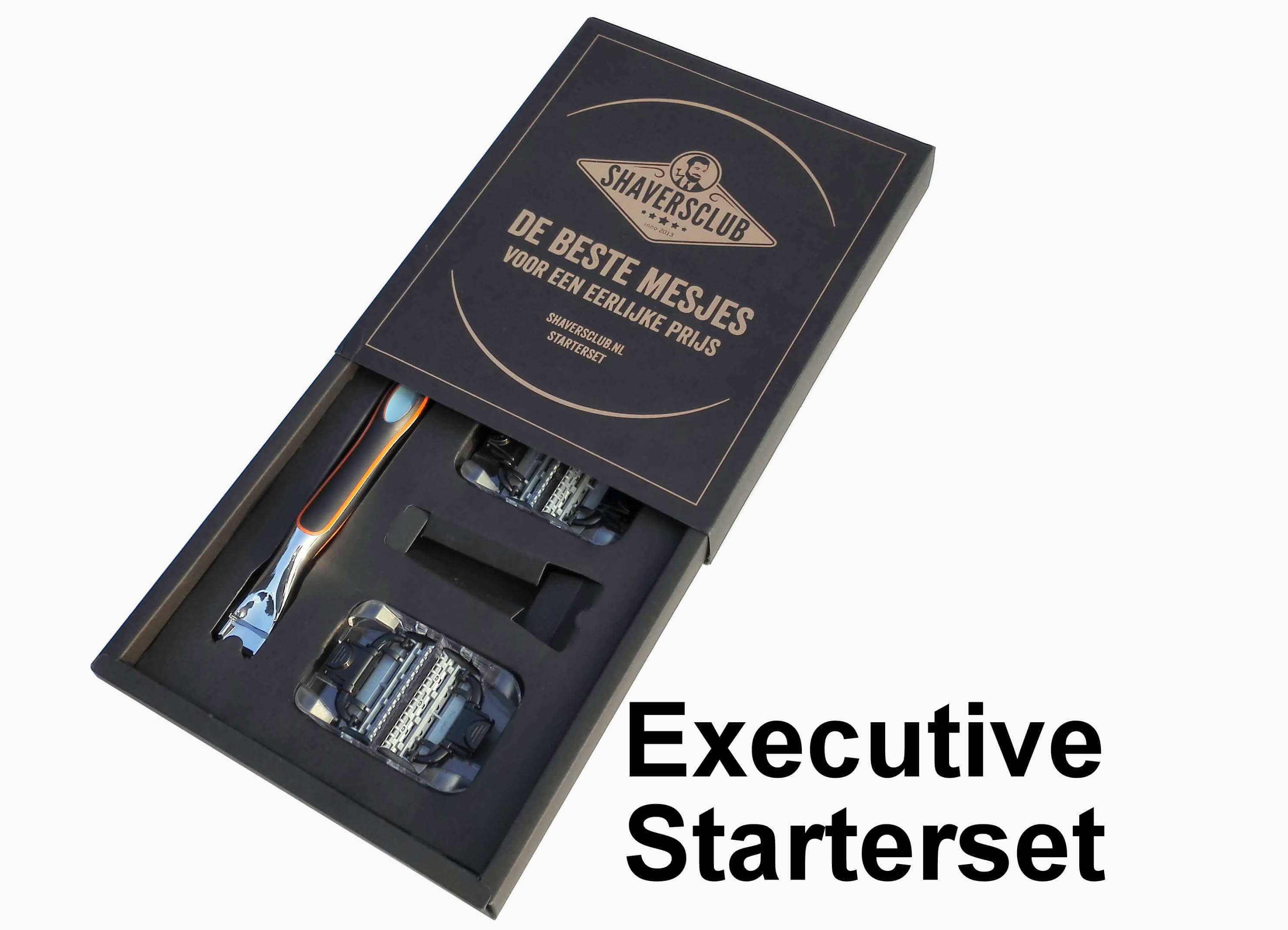 Shaversclub The Executive – Starterset – 1 houder, 4 mesjes (Incl. nalevering 4 mesjes t.w.v. €10,-)