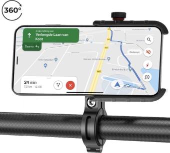 DistinQ Telefoonhouder voor fiets en motor - 360 graden draaibaar – zwart