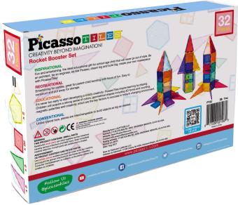 Tactic Picasso Tiles - Constructiespeelgoed - Magnetische Tegels - Rocket Booster: 32-delig