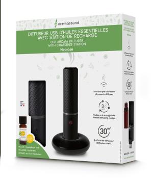 Bigben Aromasound Nebiase USB Aroma Diffuser - met Docking Station - Zwart