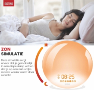 Wake-Up Light – Wekkerradio met dubbele wektijd – Slaaphulp met USB aansluiting