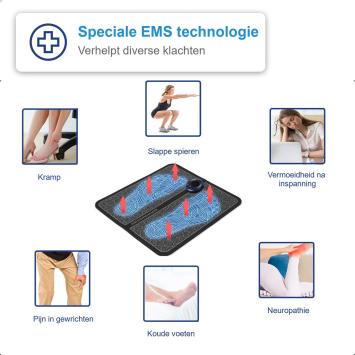 Kluvaro EMS Voetmassage Apparaat – Bloedcirculatie Apparaat – Bevordert Bloedsomloop – EMS - Acupressuur - Moderne Module – NL handleding - USB oplaadbaar - Zwart