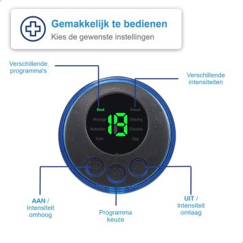 Kluvaro EMS Voetmassage Apparaat – Bloedcirculatie Apparaat – Bevordert Bloedsomloop – EMS - Acupressuur - Moderne Module – NL handleding - USB oplaadbaar - Zwart