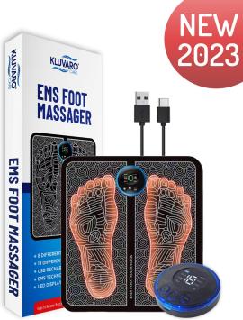 Kluvaro EMS Voetmassage Apparaat – Bloedcirculatie Apparaat – Bevordert Bloedsomloop – EMS - Acupressuur - Moderne Module – NL handleding - USB oplaadbaar - Zwart