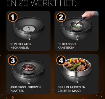 BBQ2GO Basis - BBQ - Rookvrije Houtskool Barbecue - Draagbaar - Geschikt voor 2 - 5 Personen - Binnen 5 min Gebruiksklaar - Inclusief Draagtas - 125g Houtskool