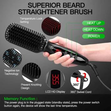 ProBrush – 2 in 1 Elektrische Stijlborstel - Voor. o.a. Baard – 12 Warmteniveaus - Draadloze Stijlborstel - Hetelucht Borstel