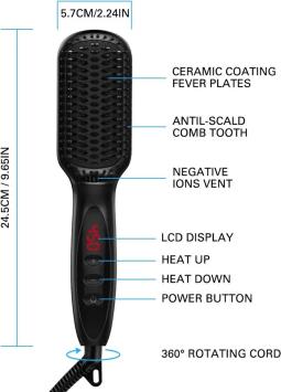 ProBrush – 2 in 1 Elektrische Stijlborstel - Voor. o.a. Baard – 12 Warmteniveaus - Draadloze Stijlborstel - Hetelucht Borstel