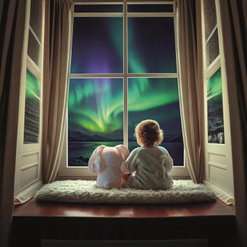 Clementoni - Baby Speelgoed - Knuffel met Noorderlicht projector - vanaf 0 maanden