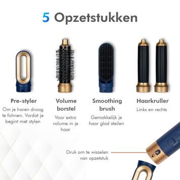 Dryze airstyler Krultang 5 in 1 - Krulborstel - Föhnborstel - Hairwrap - Multistyler - TikTok - Vinca blue edition