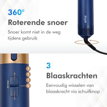 Dryze airstyler Krultang 5 in 1 - Krulborstel - Föhnborstel - Hairwrap - Multistyler - TikTok - Vinca blue edition