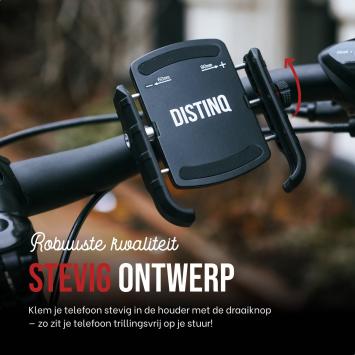 DistinQ Telefoonhouder voor fiets en motor - 360 graden draaibaar – zwart