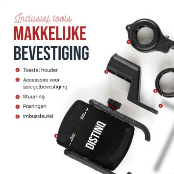 DistinQ Telefoonhouder voor fiets en motor - 360 graden draaibaar – zwart