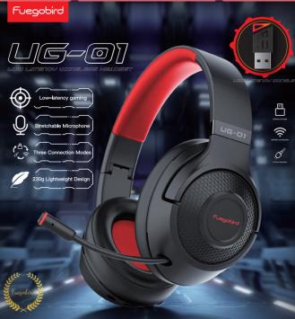 Fuegobird UG-01 2.4GHz Draadloze Gaming Headset - RGB - Bluetooth koptelefoon - Multiplatform - Geschikt voor PS4/PS5, Nintendo Switch - Zwart Rood