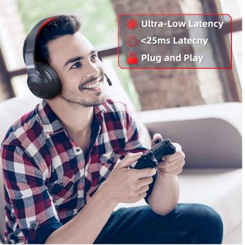 Fuegobird UG-01 2.4GHz Draadloze Gaming Headset - RGB - Bluetooth koptelefoon - Multiplatform - Geschikt voor PS4/PS5, Nintendo Switch - Zwart Rood