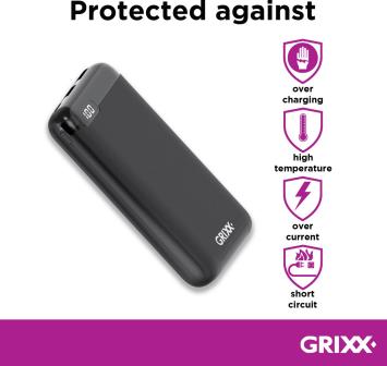 Grixx Powerbank 20000 mAh Power met USB-A & USB-C