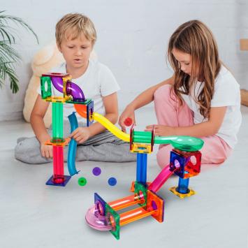 Tactic Picasso Tiles - Constructiespeelgoed - Magnetic Tiles - Magnetische Tegels - Knikkerbaan: 50-delig