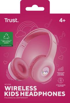 Trust Nouna - Draadloze koptelefoon voor kinderen - Incl. Stickers - Roze