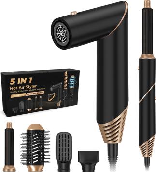 OWE Products 5-in-1 Airstyler - Stijlborstel en Fohnborstel - Krultang - Volumeborstel - Airwrap - Hittebestendige Handschoen Inbegrepen