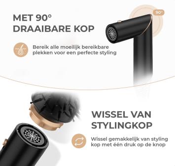 OWE Products 5-in-1 Airstyler - Stijlborstel en Fohnborstel - Krultang - Volumeborstel - Airwrap - Hittebestendige Handschoen Inbegrepen