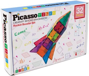 Tactic Picasso Tiles - Constructiespeelgoed - Magnetische Tegels - Rocket Booster: 32-delig