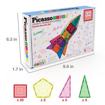 Tactic Picasso Tiles - Constructiespeelgoed - Magnetische Tegels - Rocket Booster: 32-delig