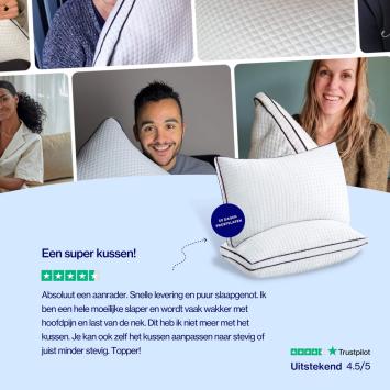 Hoofdkussen - 180 Nachten Proefslapen - Memory Foam - Afstelbaar Design - Geschikt voor rug-, zij- en buikslapers - Traagschuim - Vermindert Nekklachten