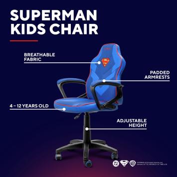 Trust GXT 703SM Revvo - Kinder Gaming Stoel Superman Editie - Kinder Bureaustoel - Blauw