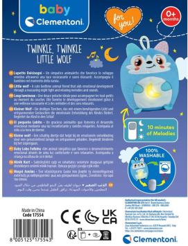 Clementoni - Baby knuffel en nachtlampje - Twinkle Twinkle - Klein Wolfje - vanaf 0 jaar