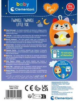 Clementoni - Baby knuffel en nachtlampje - Twinkle Twinkle - Klein Vosje - vanaf 0 jaar