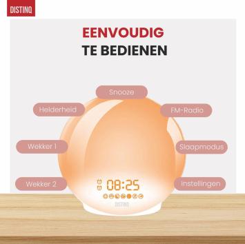 Wake-Up Light – Wekkerradio met dubbele wektijd – Slaaphulp met USB aansluiting